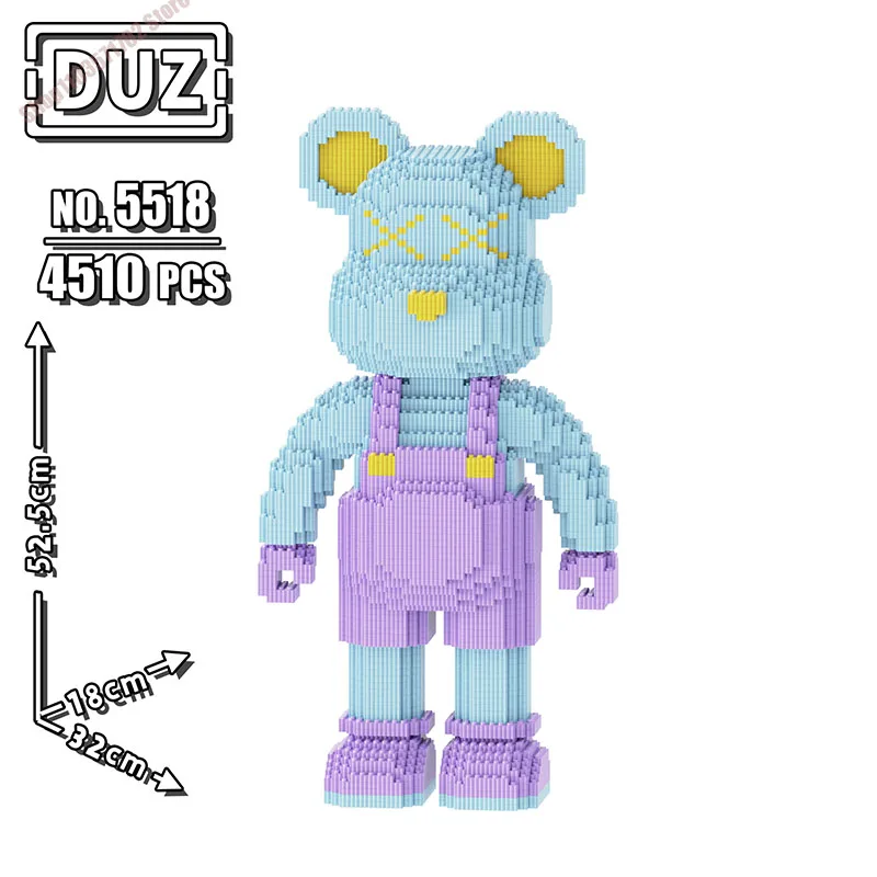 

Bearbricking With Light Building Blocks Love Violent Bear Bearbrick Micro MOC Block Construction Bricks Gift