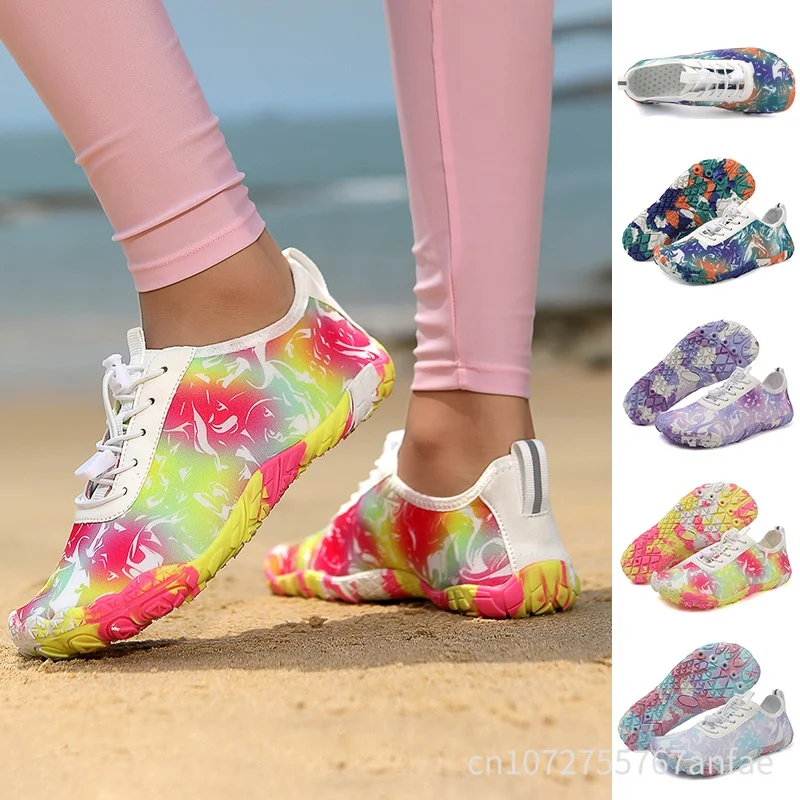 

Men's Women's Water Shoes Upstream Wading Swimming Barefoot Five Fingers Aqua Shoes Colorful Beach Seaside Light Unisex Sneakers