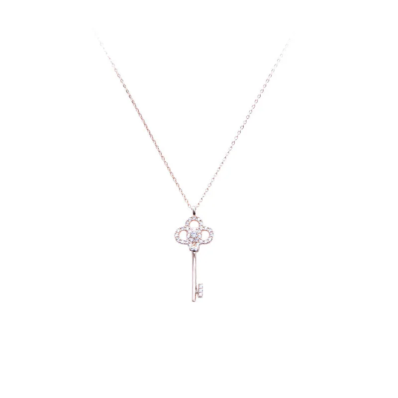 Neue Schlüssel-Halskette aus 925er Sterlingsilber mit einfachem Anhänger, Choker, Geburtstagsgeschenk für Frauen, exquisiter Schmuck – Detail 2