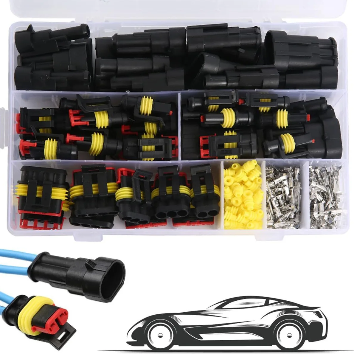1Pin 6Pin HID Waterproof Automotive Connector Male Female Plug Car Cable Wire Wiring Harness Terminal Connector with Rubber Seal