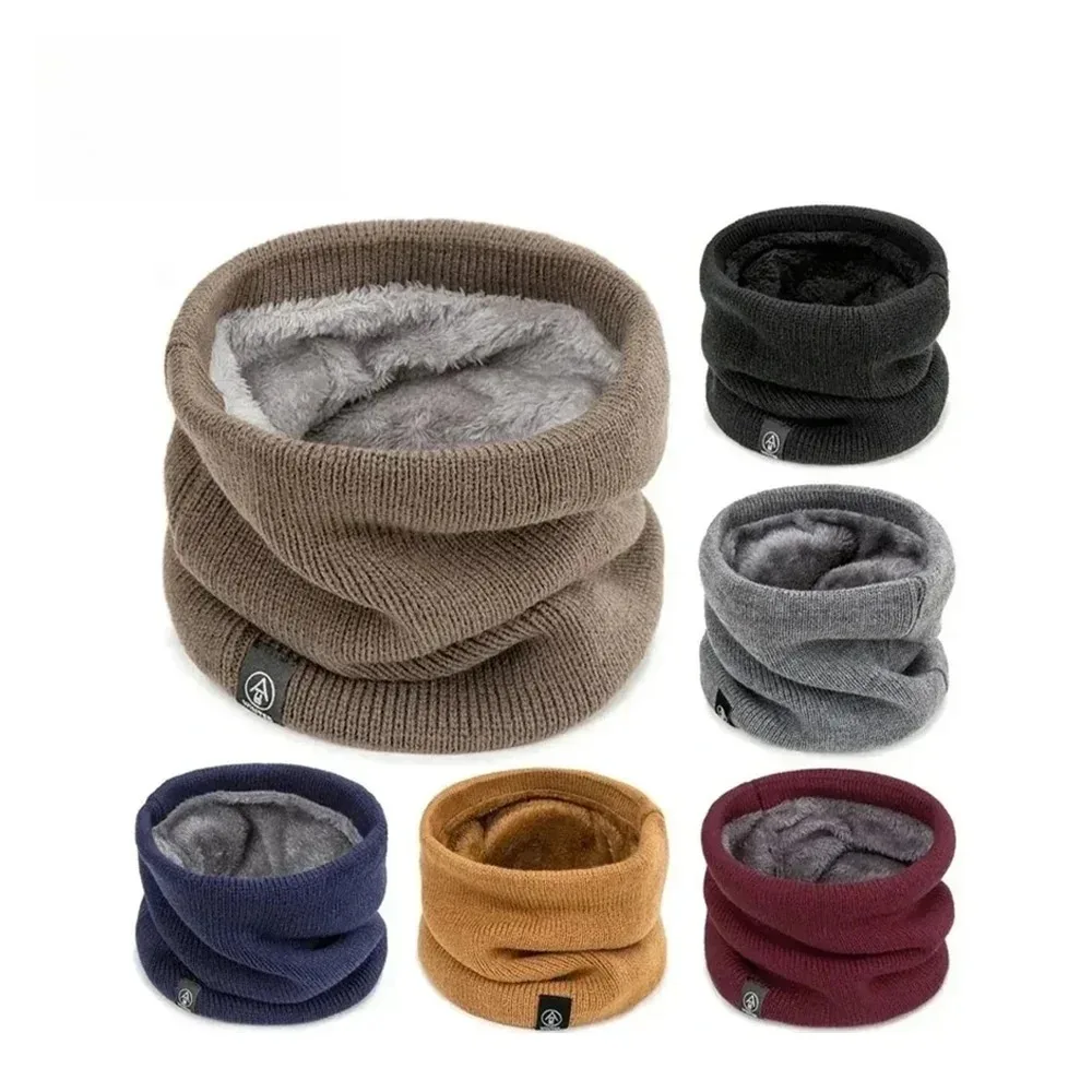 Warm Knitted Scarf Thickened Plush Windproof Winter Neck Gaiter Cold-proof Outdoor Sport Skiing Running Men Women Tube Scarf