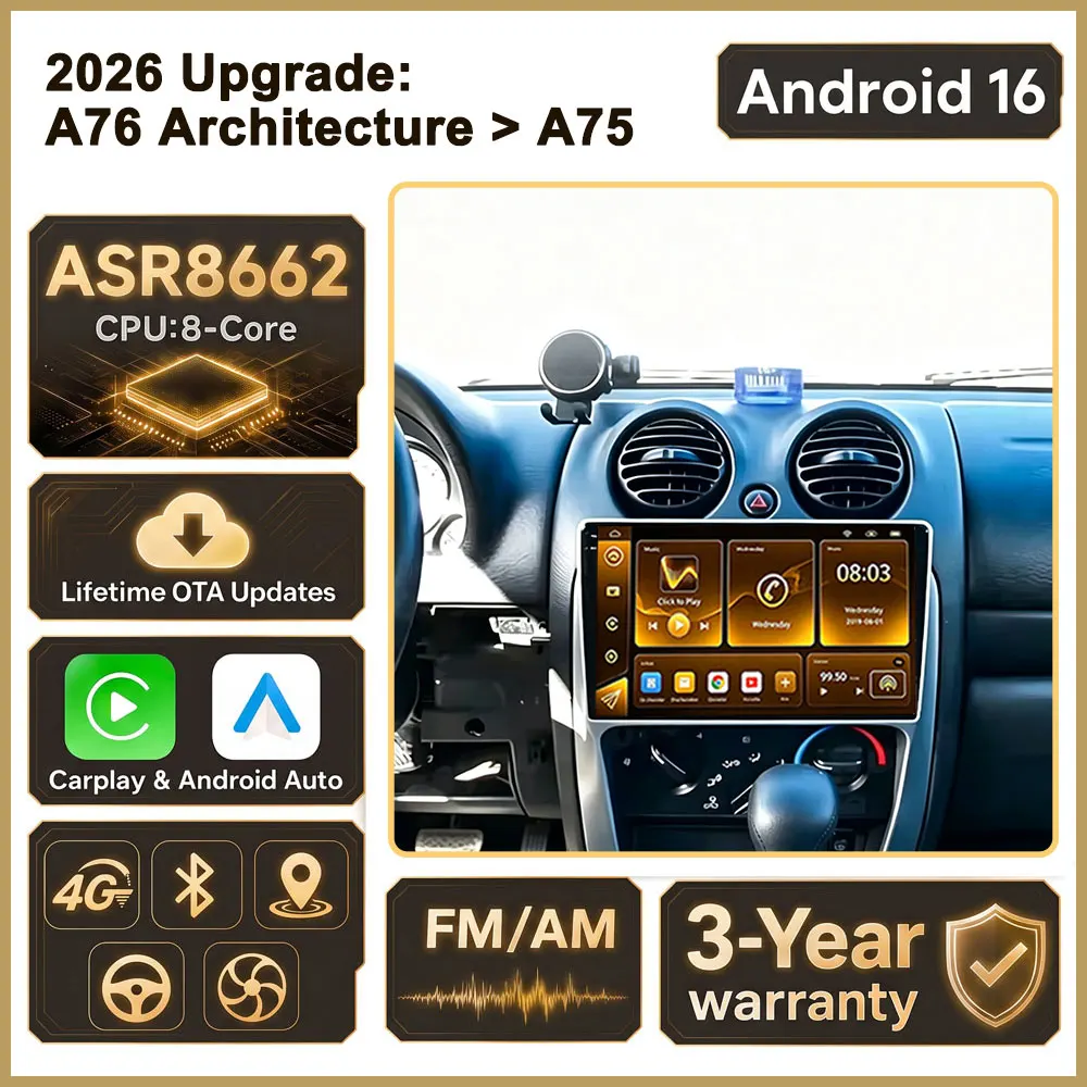 CPU A76 ASR8662 Android 16 For Jeep Liberty Cherokee 2002-2007 Car Radio GPS Multimedia Player Auto Radio Touch Screen Wifi