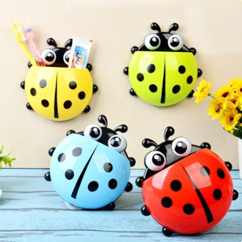 Kids Punch-free Seven Star Ladybug Toothbrush Holders Cartoon Animal Suction Cup Container Holder Creative Toothpaste Holders