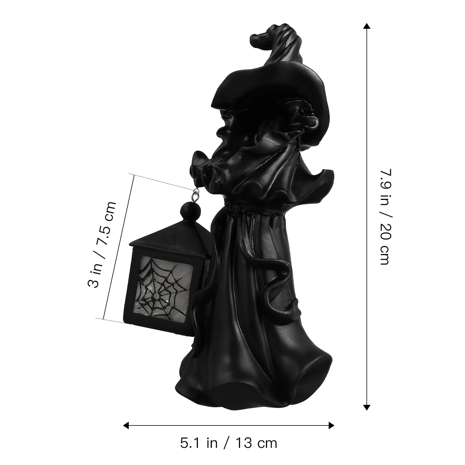 Lantern Witch Decoration Resin Sculpture Creative Witch Lamp Halloween Theme Prop Resin Witch Sculpture