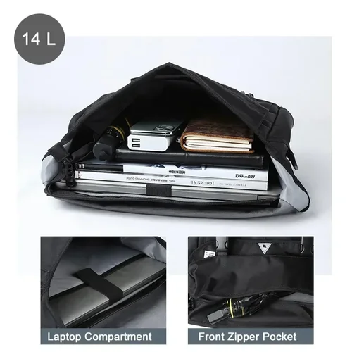 Imagen 2 del producto Bolsas de mensajero impermeables para hombres, bolsos de hombro cruzados grandes, bolsos de diseño antirrobo multicapa, bolsos de viaje de ciclismo callejero de Hip Hop