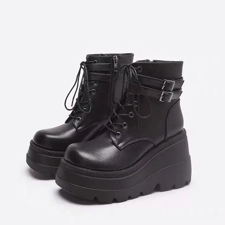 

Women's Platform Boots W oes round Toe ort Tube Waterproof W Thi Heel Casual Faion Boots for Youth