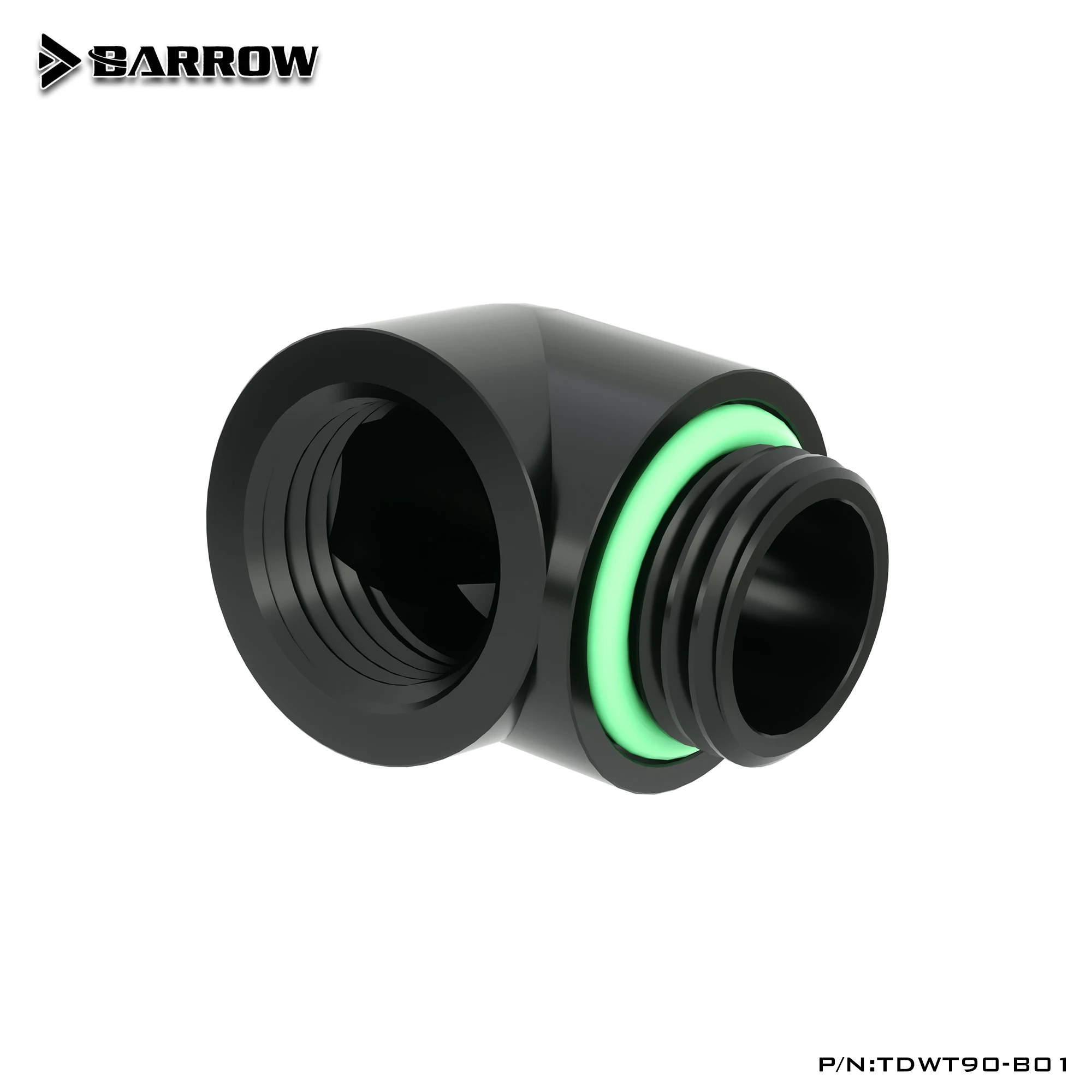 Barrow TDWT90-B01 90 Degree Male to Female Tube Connector Adapter for PC Water Cooling Reversing Fitting Heatsink & Cooler