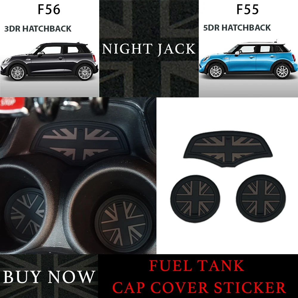 New night Jack Car Cup Pad Groove Coaster Auto Non-slip Mat Pad For Mini One/Cooper S/SD JCW F55 F56 Auto Accessories