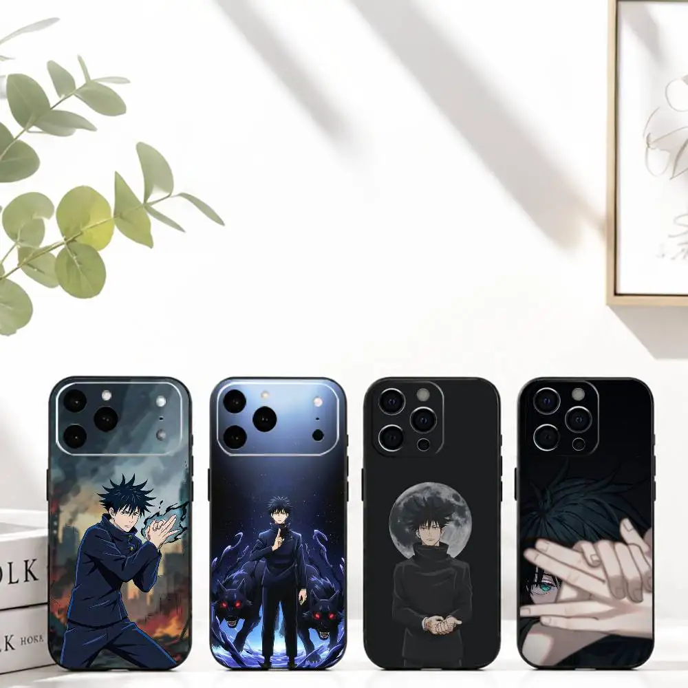 

A-Anime Jujutsu Kaisen Megumi Fushiguro Phone Case For iPhone 17,16,15,14,13,12,11 Plus,Pro Max,XS,Soft Silicone Black Cover