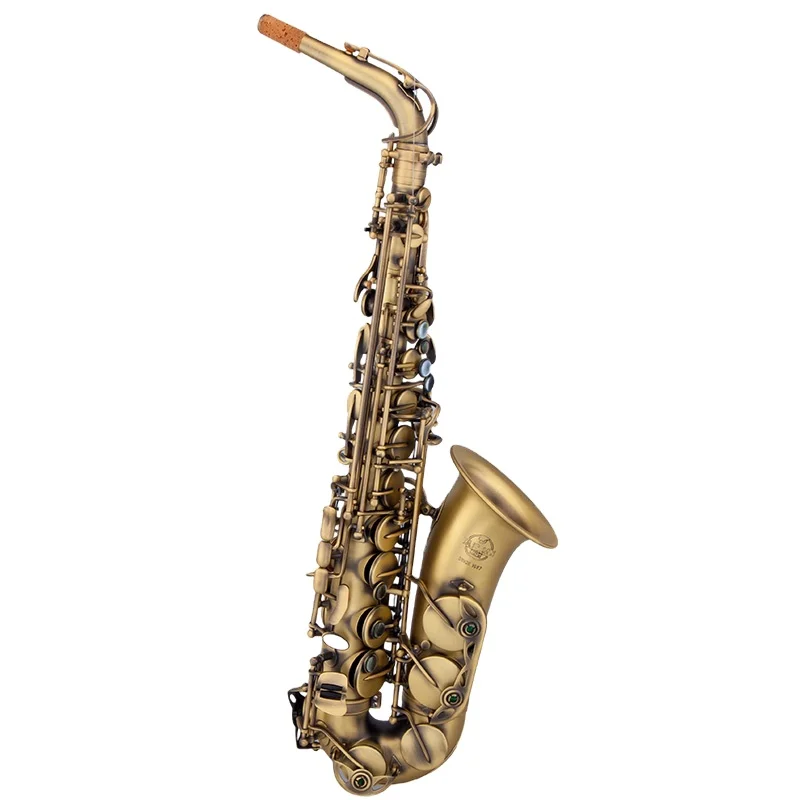 Dotted Matte Antique Bronze Alto Saxophone Tone Vintage Style Adjustable Woodwind Instrument For Professional Use