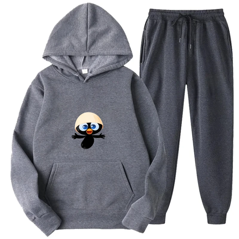 طقم هوديي سويت شيرت وسروال مطبوع عليه فتاة الرسوم المتحركة الرمادية للارتداء الكاجوال والحفلات التنكرية #4