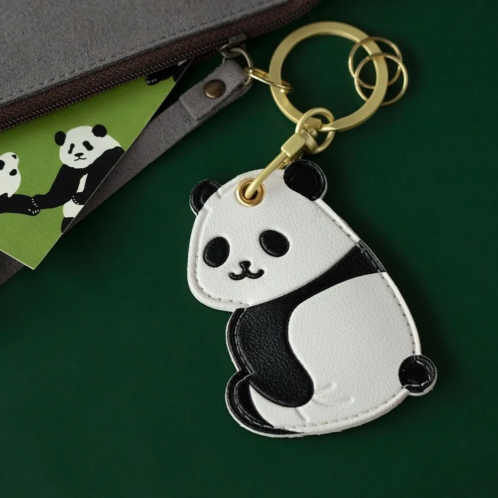 

1pc Lotus Panda PU Access Card Holder Cute Rabbit Pendant Keychain Access Control Card Cover Daily Keyfob Accessories