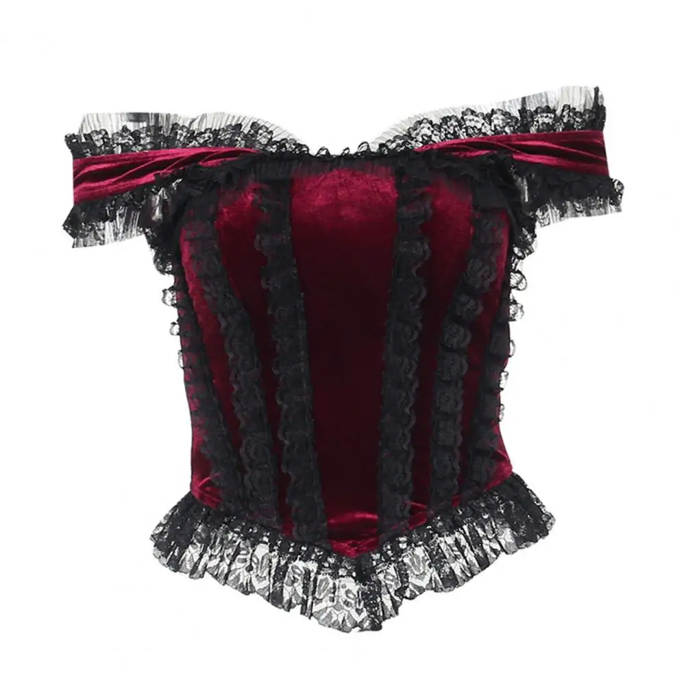 Waist Cincher Lace Corset Tops for Women Off Shoulder Slim Fit Halloween Cosplay Body Shaping Steampunk Hourglass Shape Costume