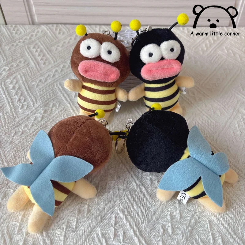 Creativo y lindo boca de salchicha Adorable abeja colgante lindo y divertido muñeca mochila muñeca llavero creativo pequeño colgante regalo