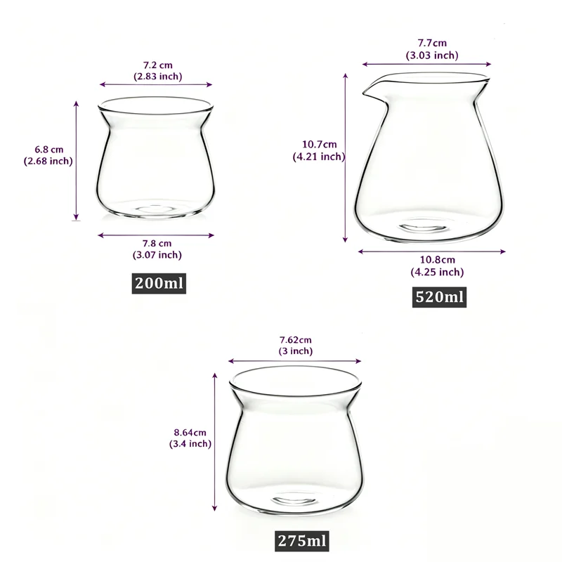 NEW 520ml Glass Coffee Pot,Coffee Carafe,200ml 275ml Coffee Server for Pour Over Coffee Maker Drip Coffee Set