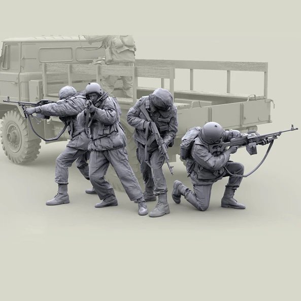 Kits de modèles de soldats en résine, figurine (4 soldats), incolore et auto-assemblé, 1/35 A-2189