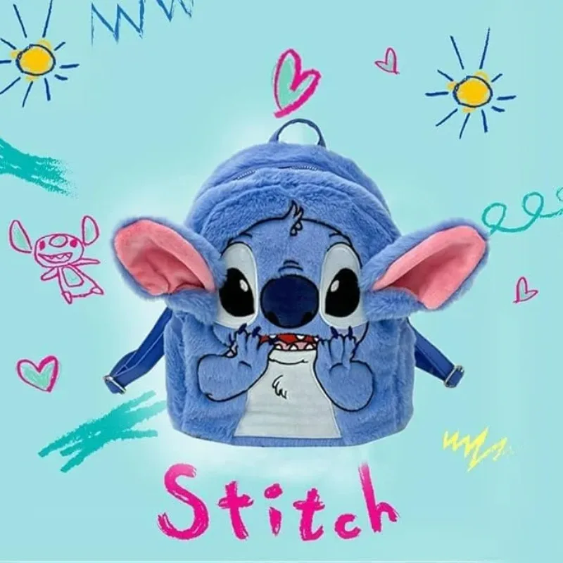 

Stitch Plush Backpack Cute Cartoon 3D Mini Bag with Zipper Kawaii Schoolbag Handbag with Adjustable Straps Perfect Birthday Gift