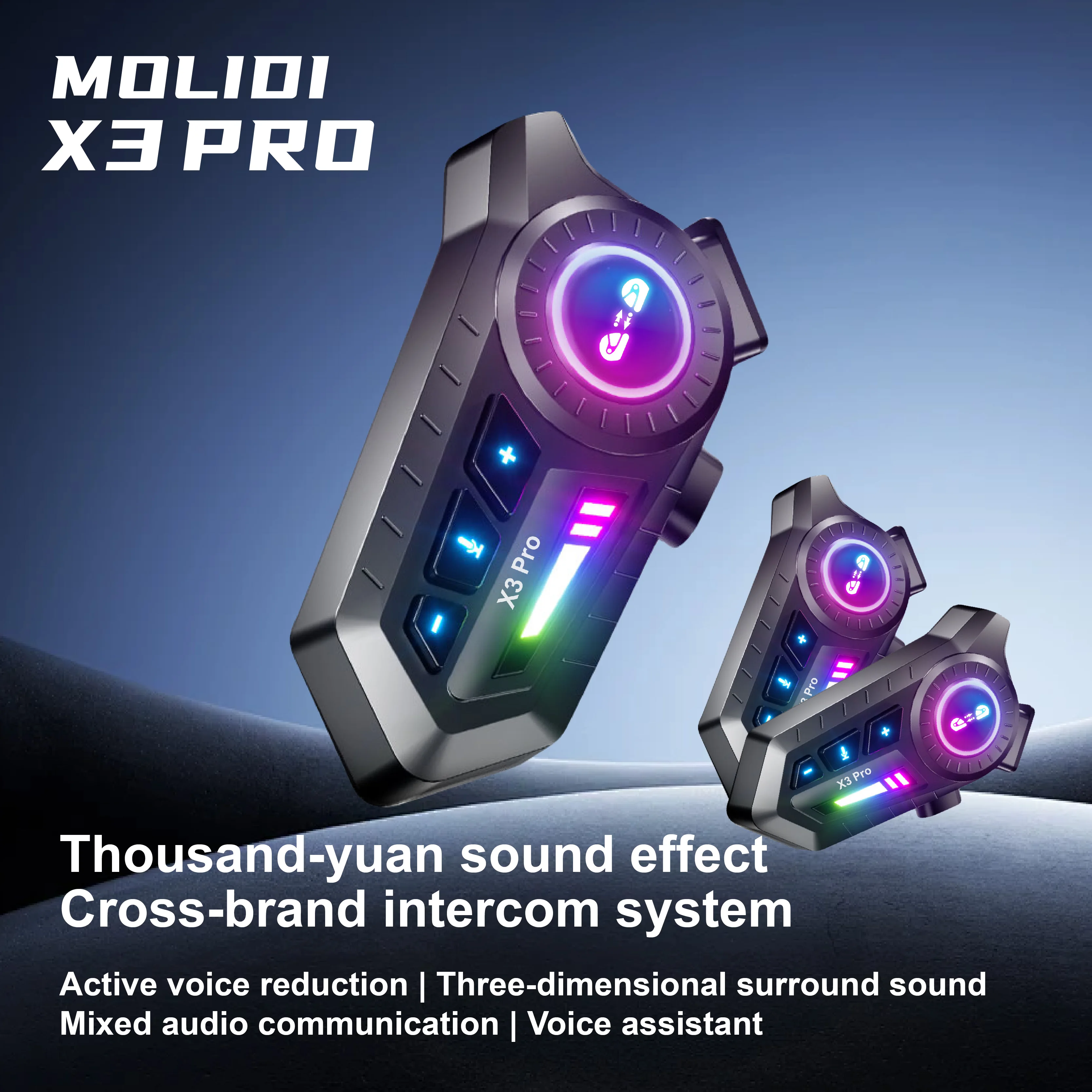 

Cross-Brand Intercom Helmet Bluetooth Waterproof Headset Supports Music Sharing Fm Noise Reduction Bluetooth 6.0 Led Lighting