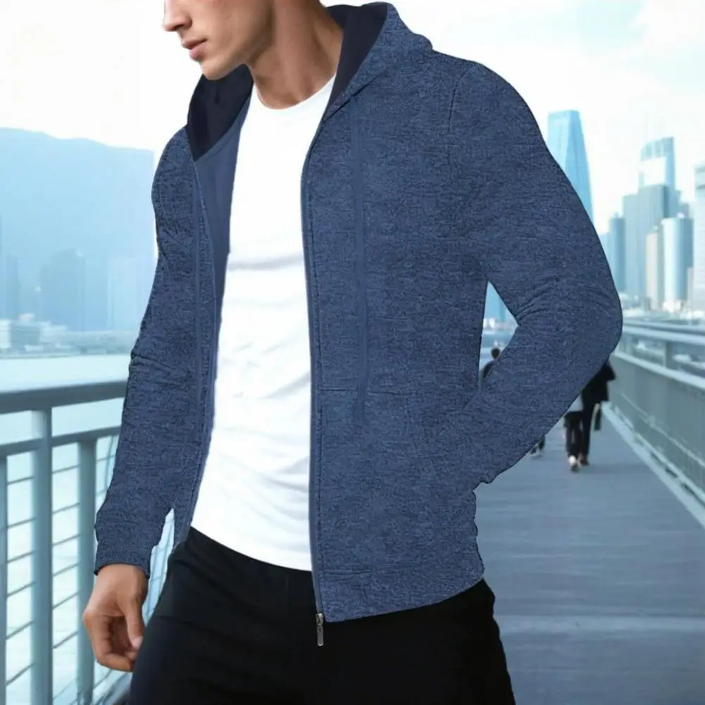 جديد الشارع الشهير الرجال بلوزات طويلة الأكمام للرجال سستة مقنعين المعتاد الشتاء الدافئة سترة معطف رياضية في الهواء الطلق الرجال #2