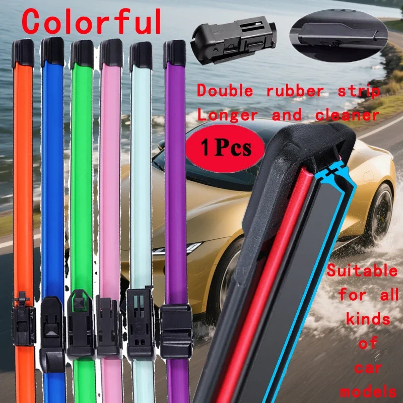 

Colorful Car Windshield Wiper Blades Soft Double Layer Rubber Frameless Bracketless 16" 19" 20" 22" 24"26" 30" for Special Lock