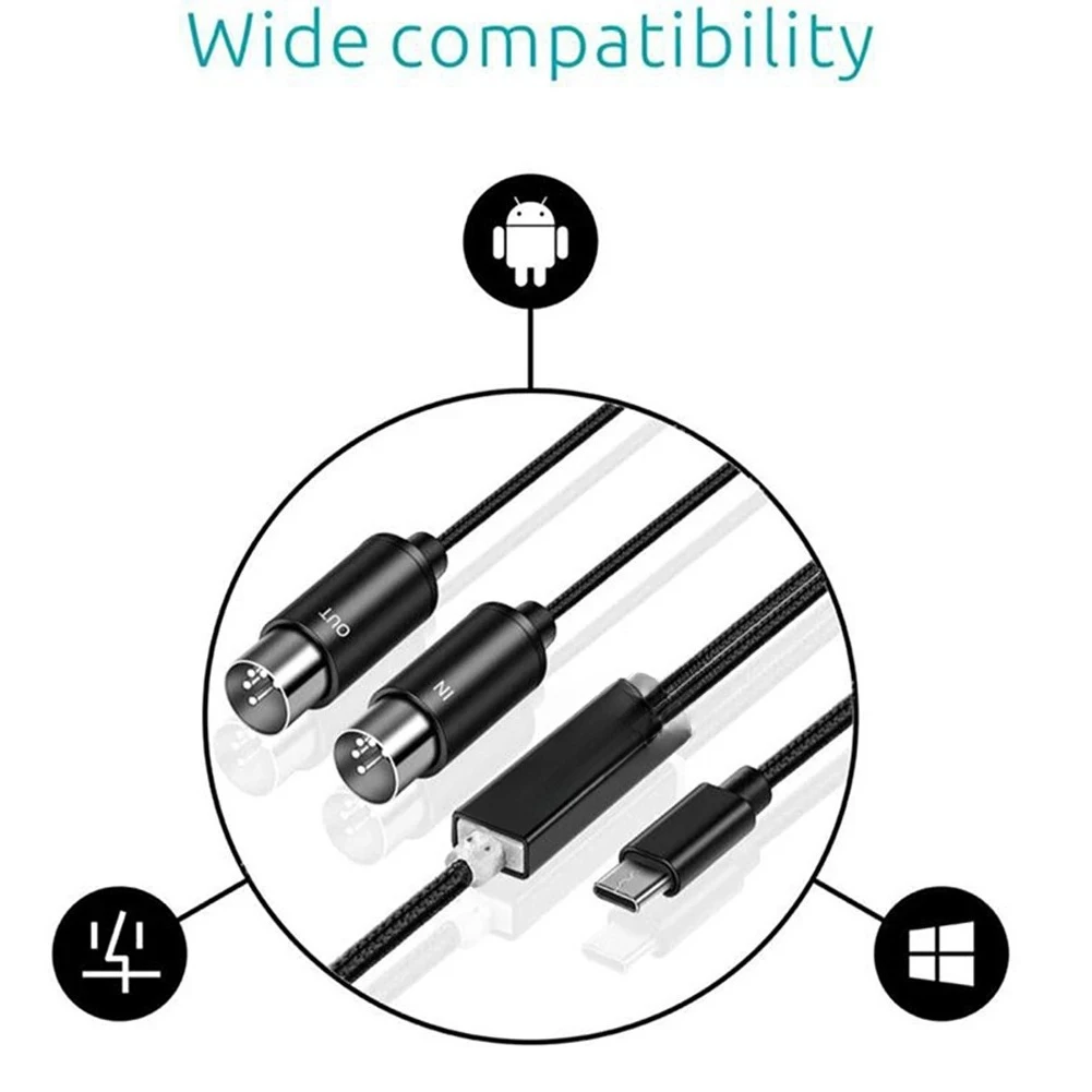 

to USB C Type C Cable USB Converter with Indicator Light for Electronic Organ Computer Rare
