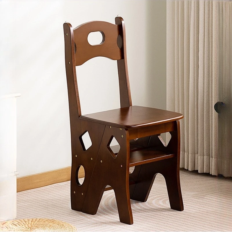 كراسي سلم من الخشب الصلب مزدوجة الأغراض للتسلق الداخلي متعددة الوظائف سلم منزلي تلسكوبي Escada مقاعد متدرجة retrátil #1