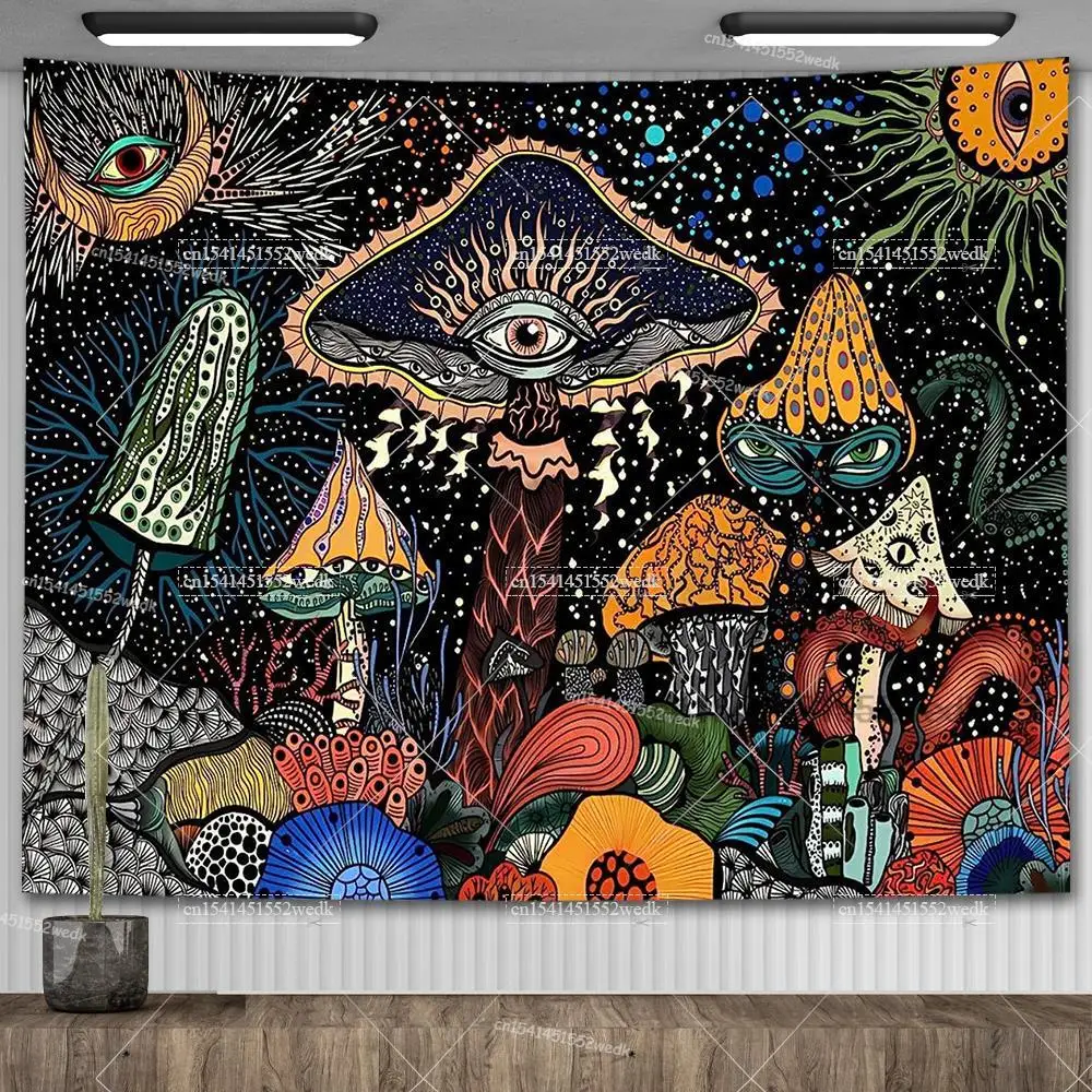 Psychedelic Mushroom Tapestry Eye Aesthetic Room Decor Boho Sun And Moon Flowers Tapestries Wall Hanging Home Decoration Tapices