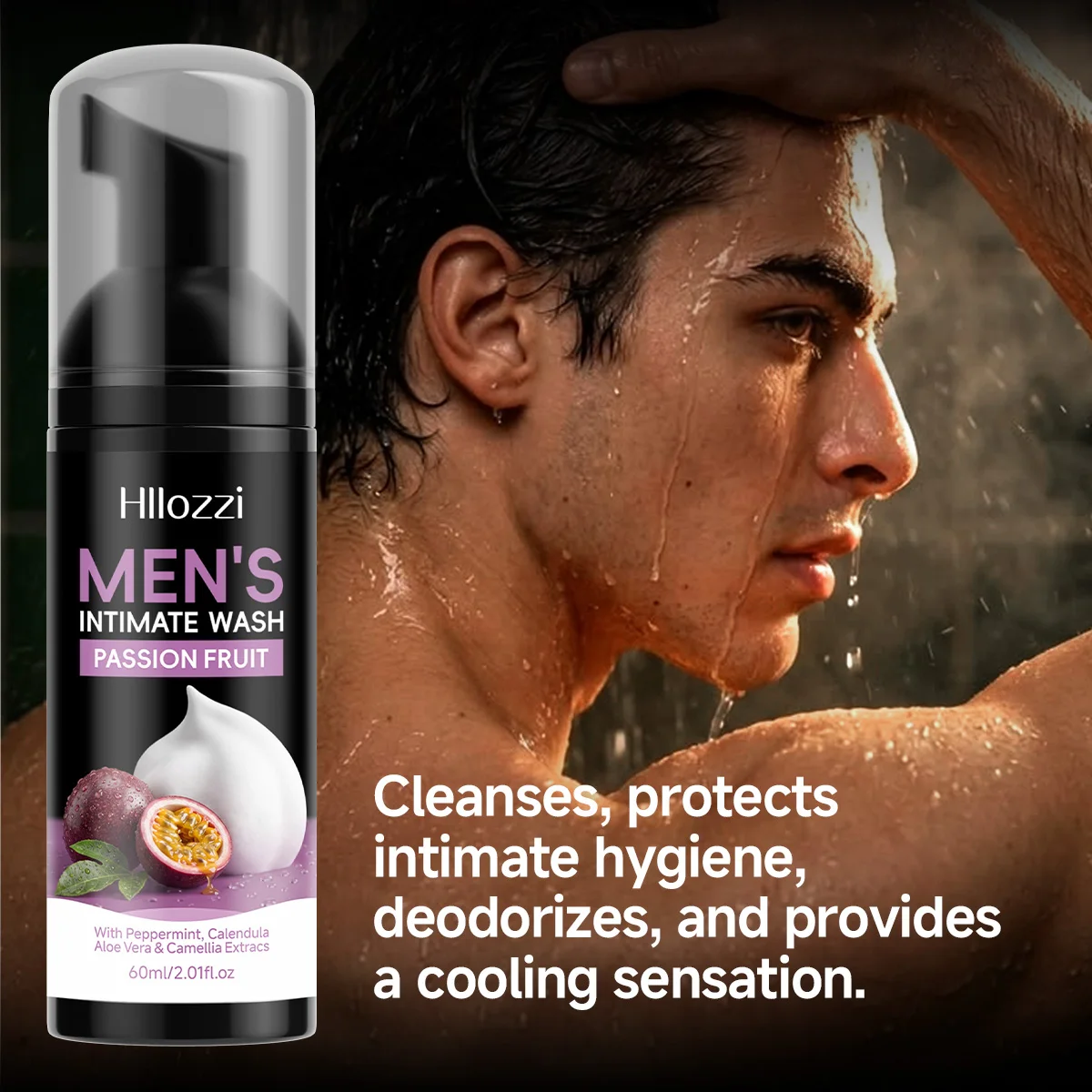 MEN'S INTIMATE WASH PASSION FRUIT: Superior Odor Control, All-Day Freshness & Gentle Daily Grooming Care. Designed for Hygiene.