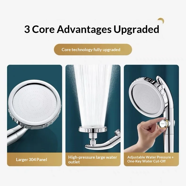 

High-Pressure Boost with Handheld Shower Head Filter and Switch Rotatable Shower Head Shower Supercharged Shower head