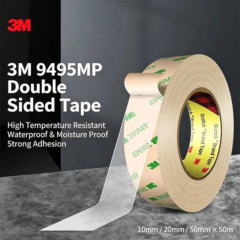 3M 9495MP 300LSE High‑Adhesion Double‑Sided Clear PET Tape, Heat‑Resistant for Electronic Bonding