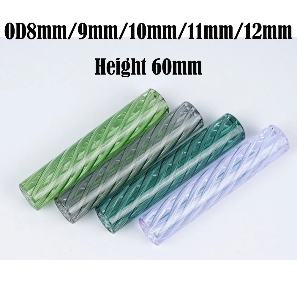 5Pcs H60mm OD8mm 9mm 10mm 12mm Mini Long Glass Cigaret Pipe Filter Tips Round Mouth for Dry Herb Tobacco Rolling Drip 7 Holes