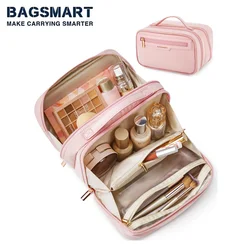 BAGSMART Travel Makeup Bag Large Capacity Cosmetic Bag Wide-open Portable Make Up Bag Organizer for Essentials Toiletries