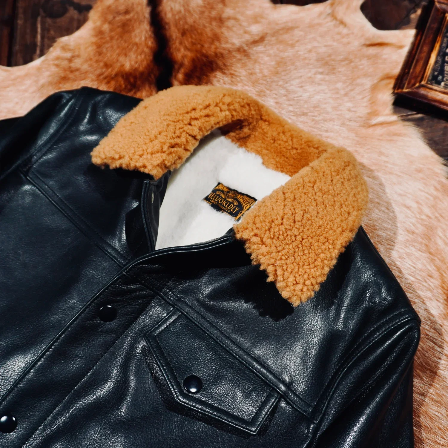 Tailor Brando Italian Water-Dyed Cowhide Men's Classic Trucker Winter Warmth Genuine Leather Jacket