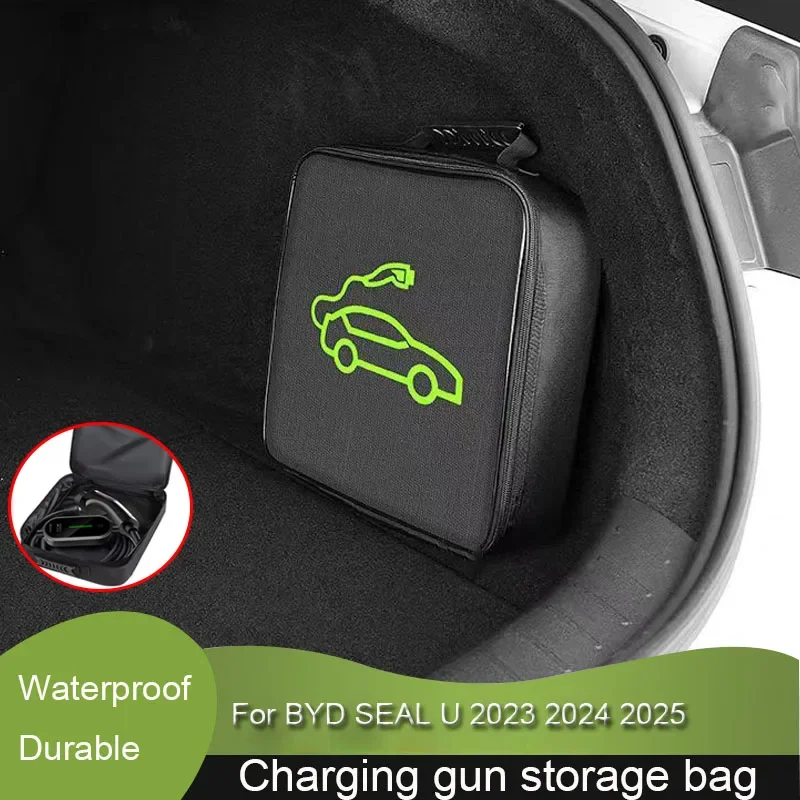 EV Car Portable Charging Cable Storage Carry Bag Waterproof Retardant Trunk Storage Box For BYD SEAL U 2023 2024 Accessories