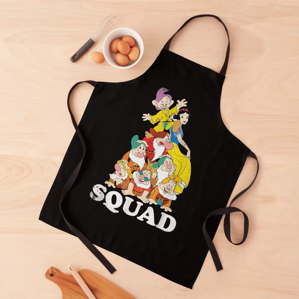 

Snow White Seven Dwarves Squad Pile Apron For Girl Household Items Kitchen Woman Kitchens Apron