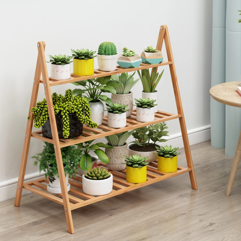 

Flower Shelf Hollow Bamboo Plant Stand Multi-layer Decoration Household Trapezoidal Design Floor-standing Flowerpot Holder