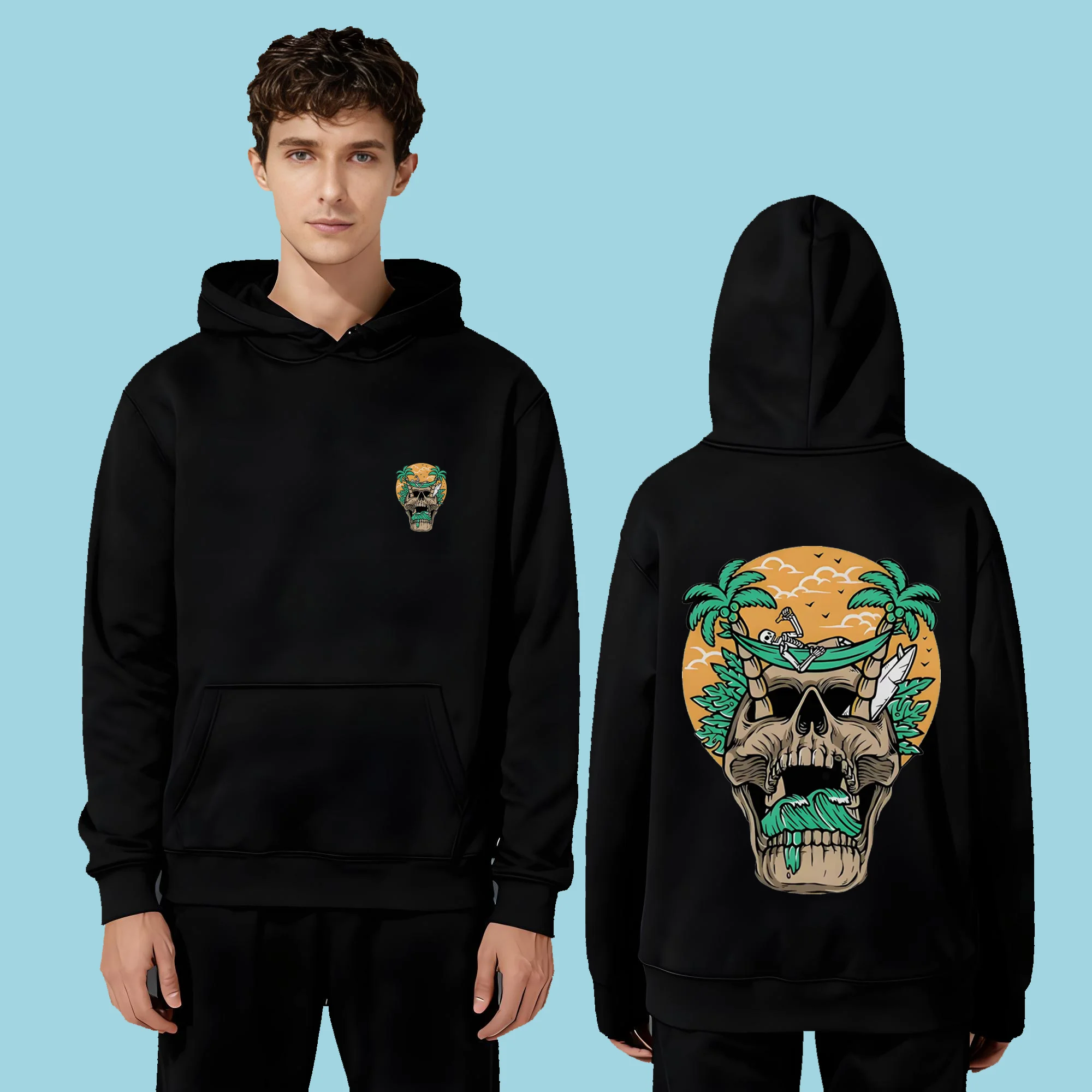 

The latest casual fashion 330-gram heavyweight hoodie for men and women in 2025 featuring a trendy skull print