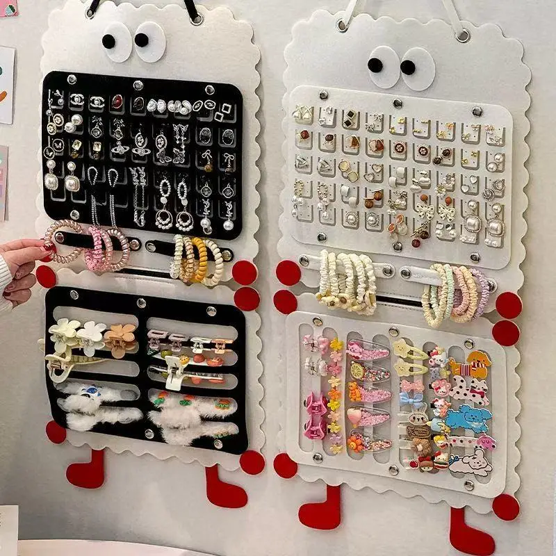 

Новые мультяшные заколки для волос, украшения, серьги-гвоздики, настенные войлочные подвесные сумки, подставки для резинок для волос, чудесные органайзеры для хранения аксессуаров