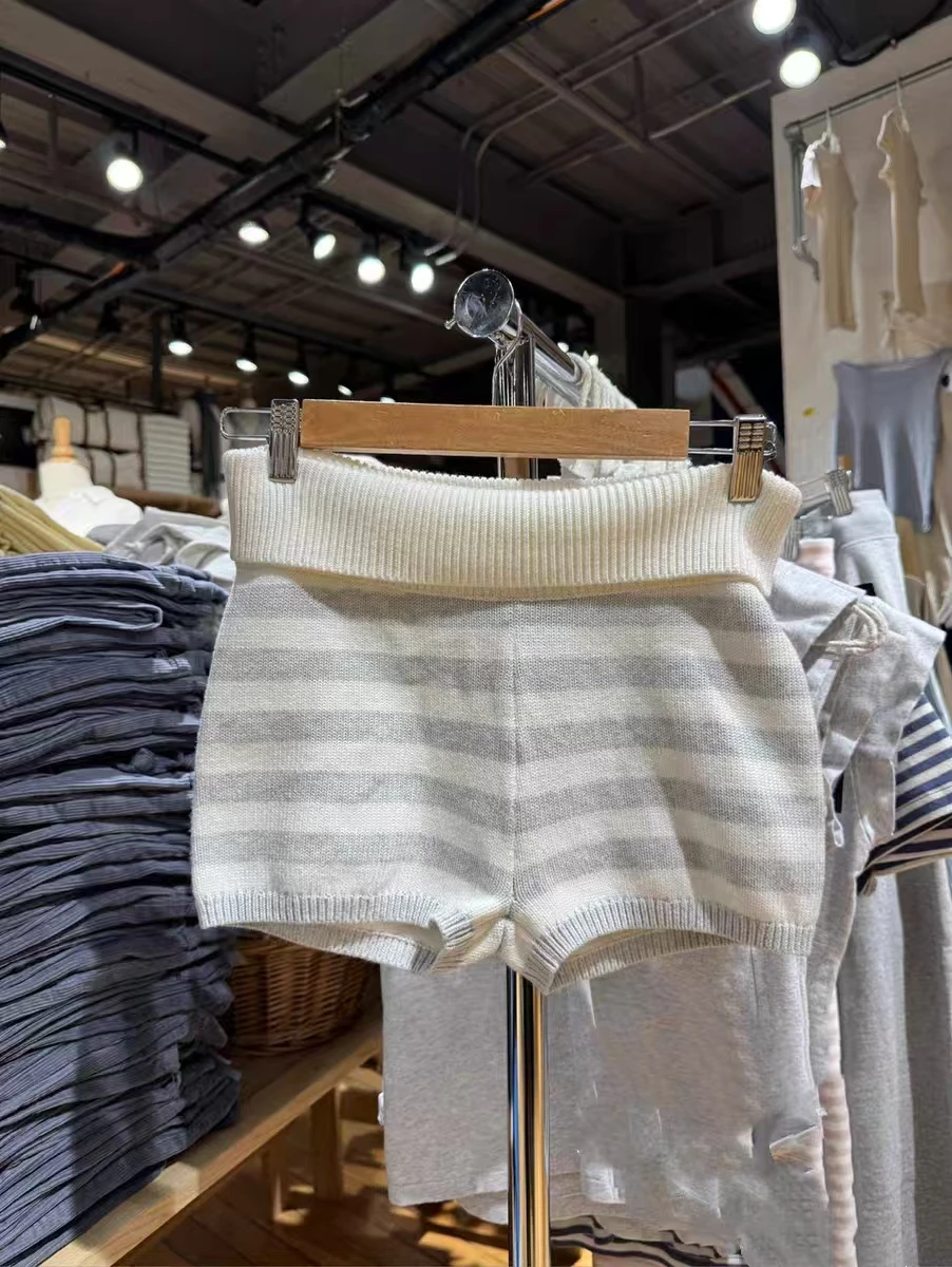 

Вязаные шорты Brandy Melville с высокой талией, облегающие, из американского хлопка, с эластичным поясом, повседневные брюки