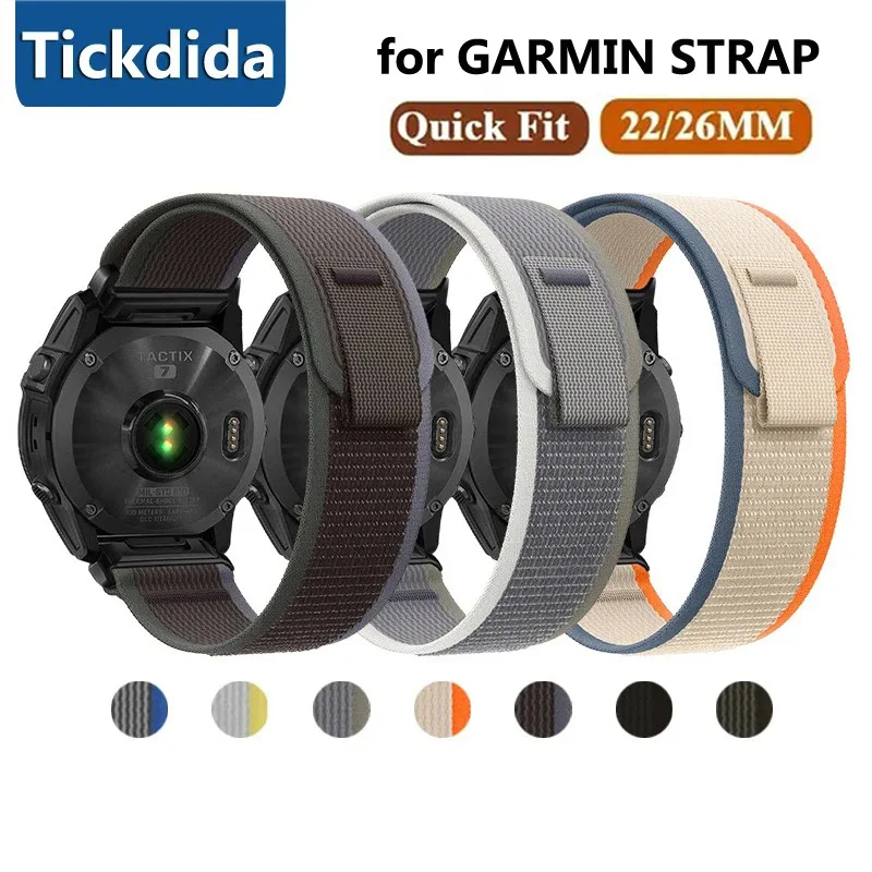 

22mm 26mm Nylon Strap for Garmin Tactix 8 Fenix 9 8X 7 7X Pro 6X 5X Plus Enduro 3 2 Bracelet Watchband Replacement Wristband