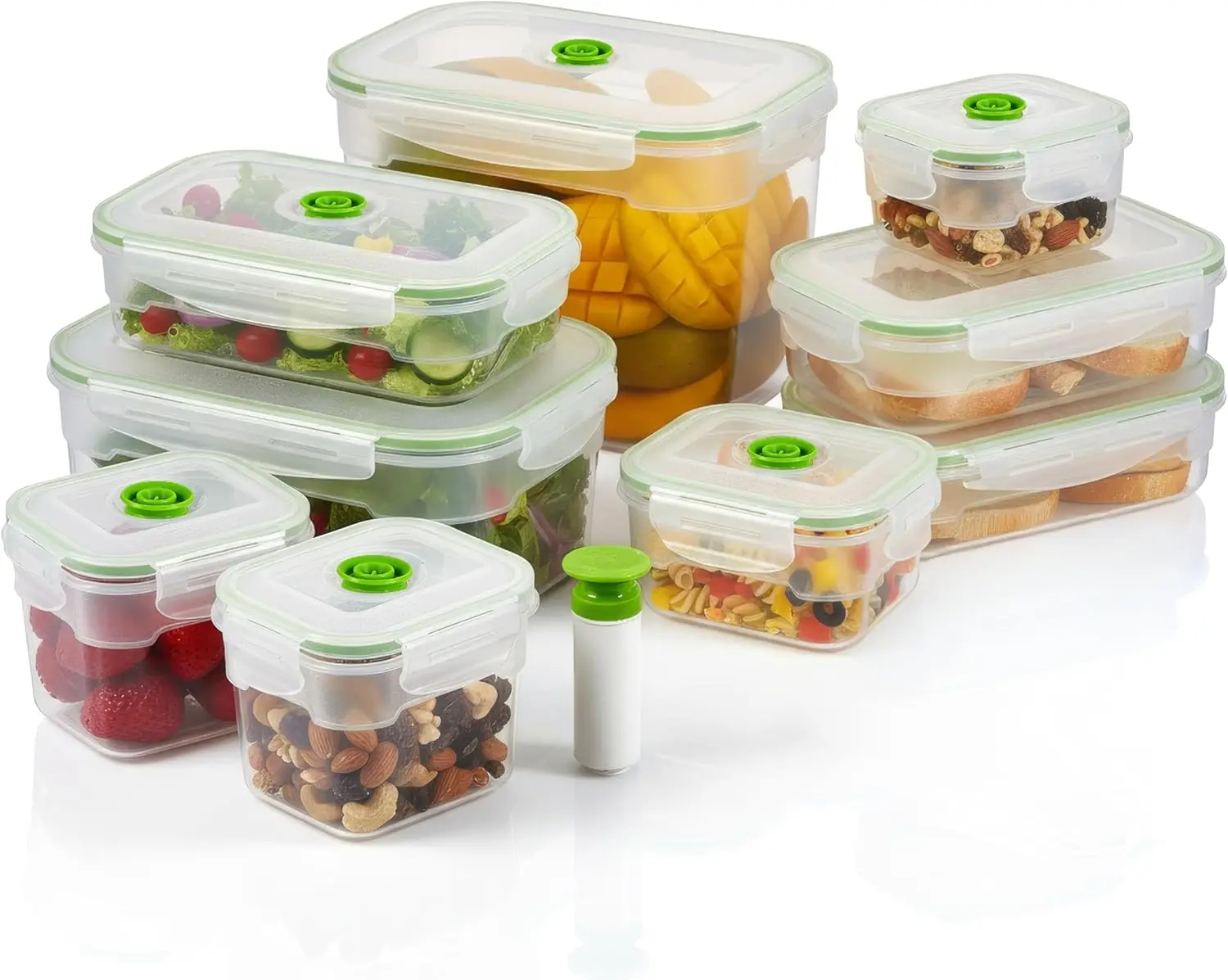 

Набор контейнеров для хранения продуктов с вакуумной герметизацией без BPA, с ручным насосом, для сохранения свежести еды и остатков на 5 раз дольше