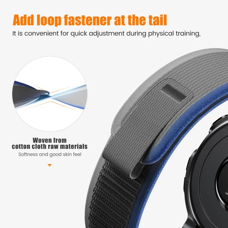 20/22mmトレイルナイロンループストラップ Samsung Galaxy Watch 7 FE 6 5 4 40mm 44mm対応 通気性ブレスレット Huawei Watch 5 GT5-4-3 Pro 46mm対応