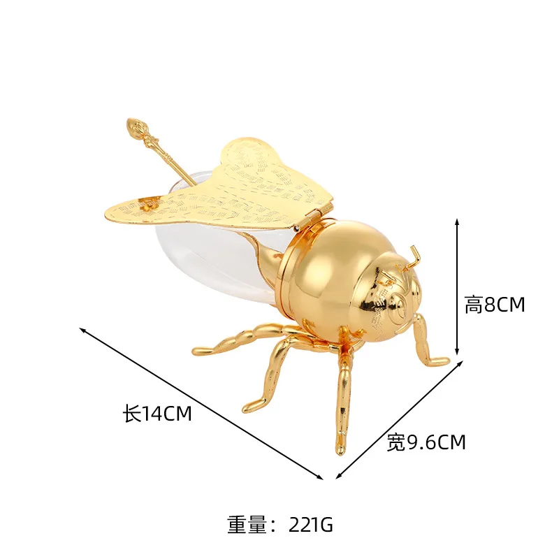 Taza de azúcar de abeja de estilo clásico europeo, taza de azúcar dorada atmosférica con cuchara, tarro de condimento de cocina de alto grado,