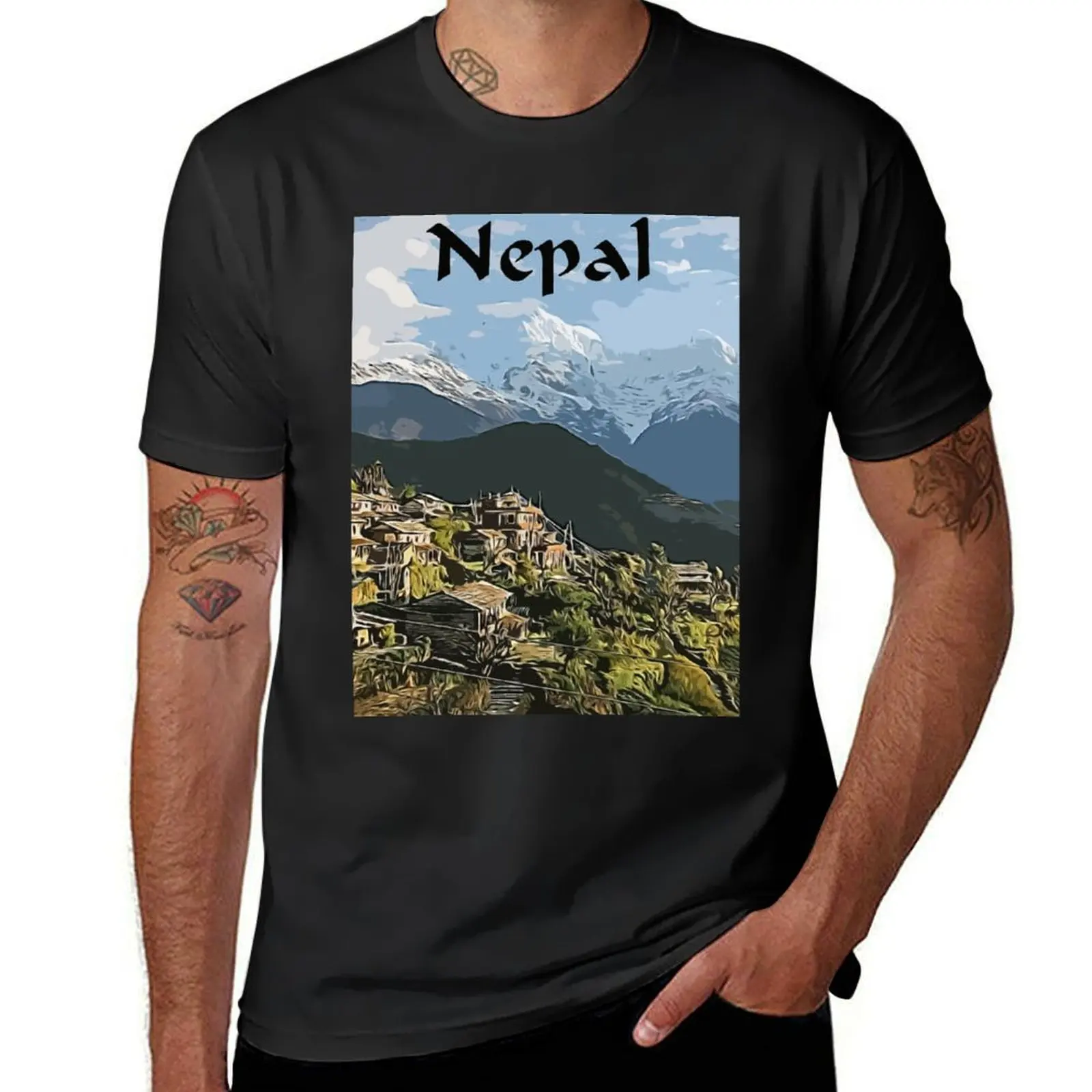 Nepal Travel Vector T-Shirt summer top blacks sublime tees mens graphic t-shirts