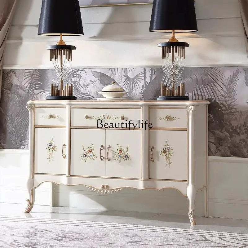 

American light luxury dining side cabinet luxury European villa foyer entrance entrance locker