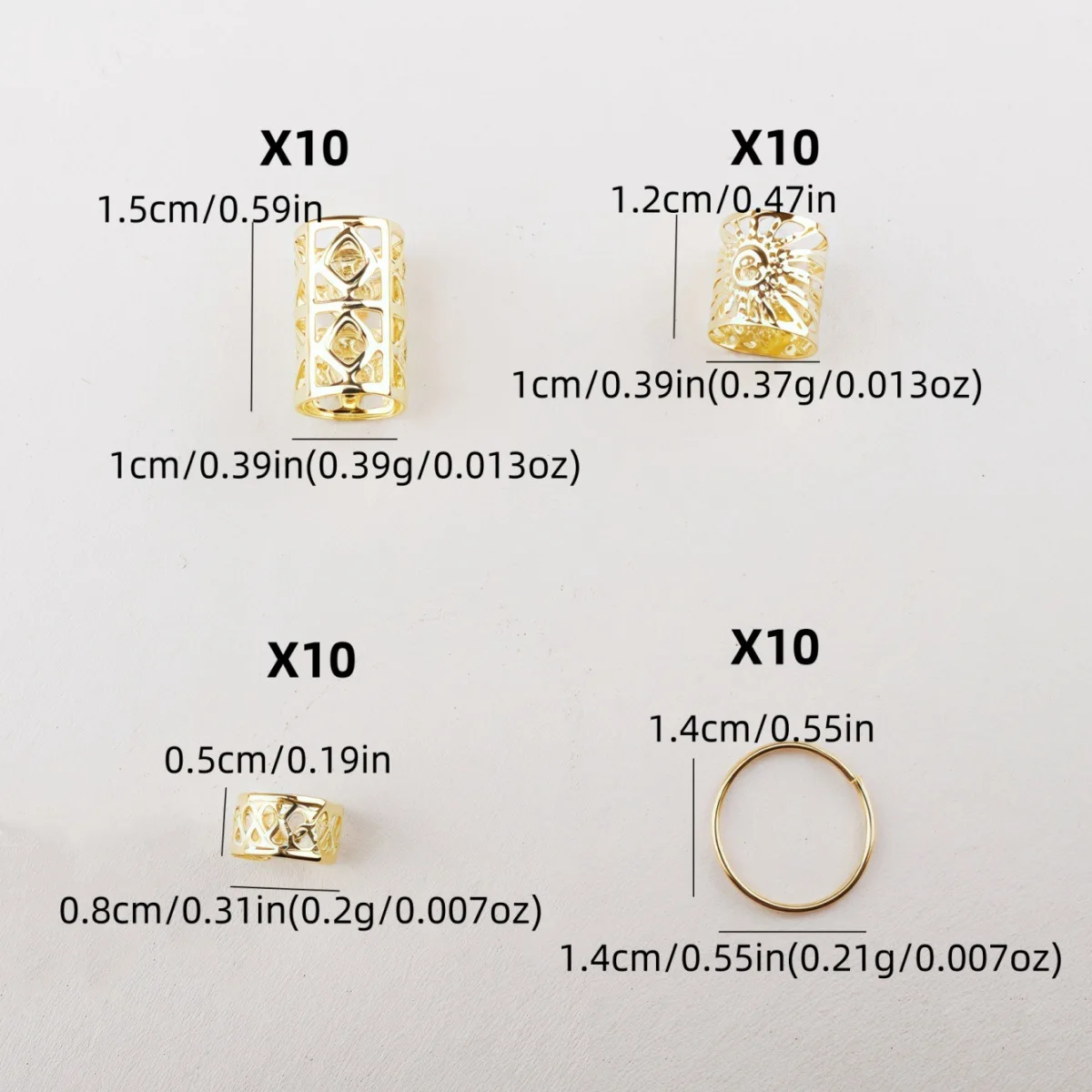 Accessori per capelli fai-da-te 40 pezzi eleganti anelli scavati modelli misti per donne ragazze trecce bohémien capelli Loc antiscivolo