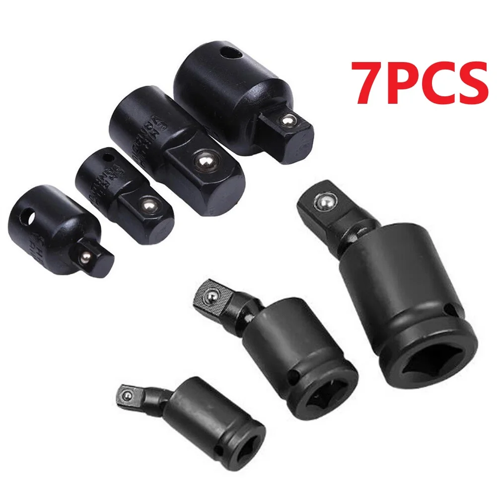 7pcs Swivel Knuckle Joint Air Im-pact Wobble Retractable Socket Adapter For Pneumatic Wrench Tool 1/2 3/8 1/4inch ﻿