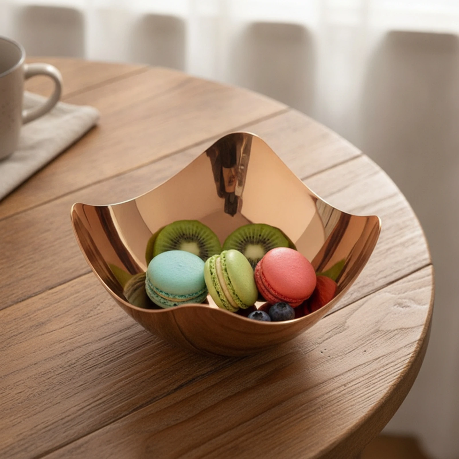 Snack Dish with Hammered Texture Wavy Snack Dish Bowl with Hammered Base Decorative Bowl with Irregular Edge Long-Lasting