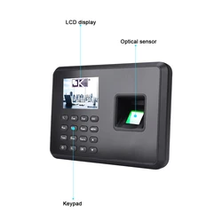 Akıllı biyometrik parmak izi şifre katılım makinesi çalışan kontrol-in kaydedici 2.4 inç LCD ekran DC 5V zaman