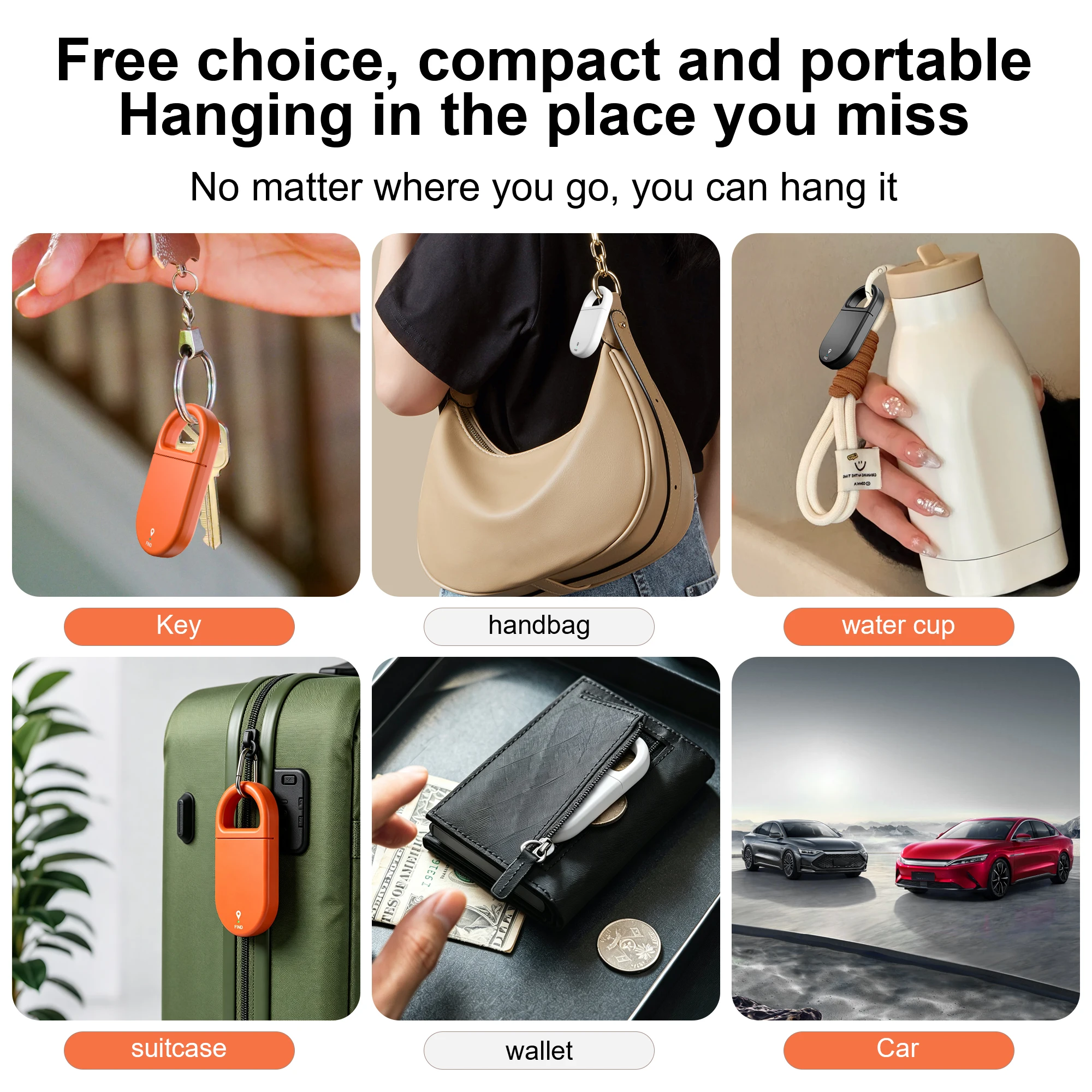 Portable Keychain Tracker Works with Apple Find My Global Positioning Anti Lost Locator for Keys Bags Suitcase Car